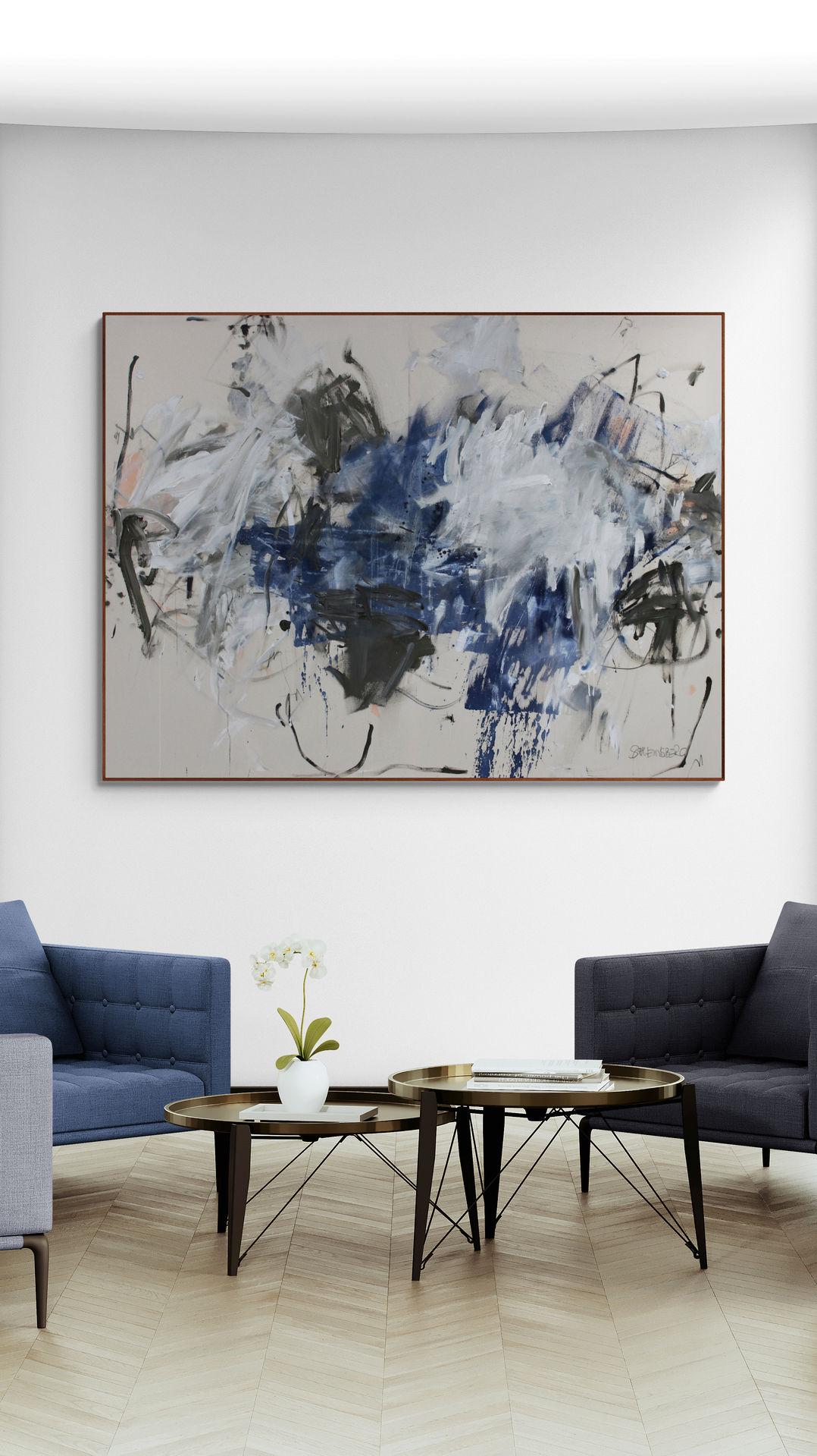 Todos estamos buscando (Pintura abstracta) - Abstract Painting Gris de Daniela Schweinsberg