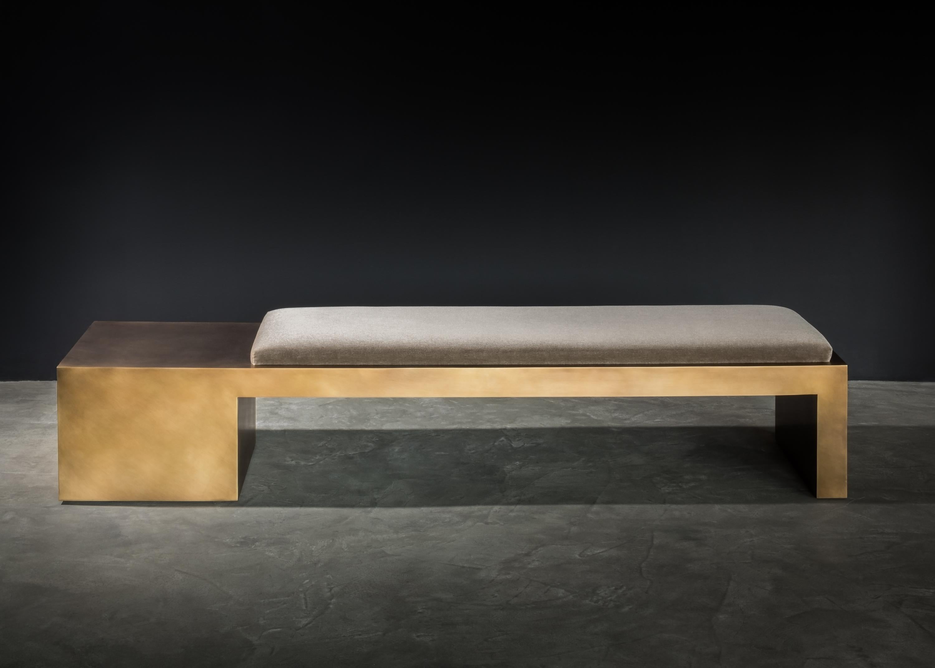 It is rare to find objects that combine Minimalist austerity with a luxurious sensibility. Offset Cube balances these two opposing qualities skillfully. Equally conceptual and functional, this sculptural bronze bench is characterized by a quiet