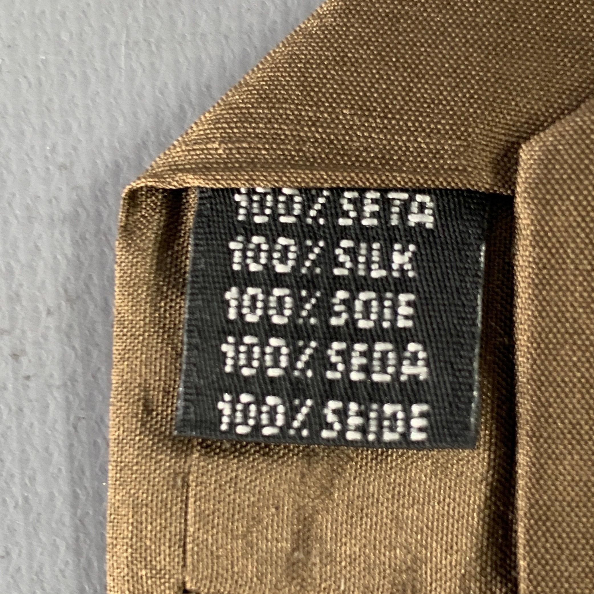 Men's DANIELE ALESSANDRINI Brown Textured Silk Tie For Sale