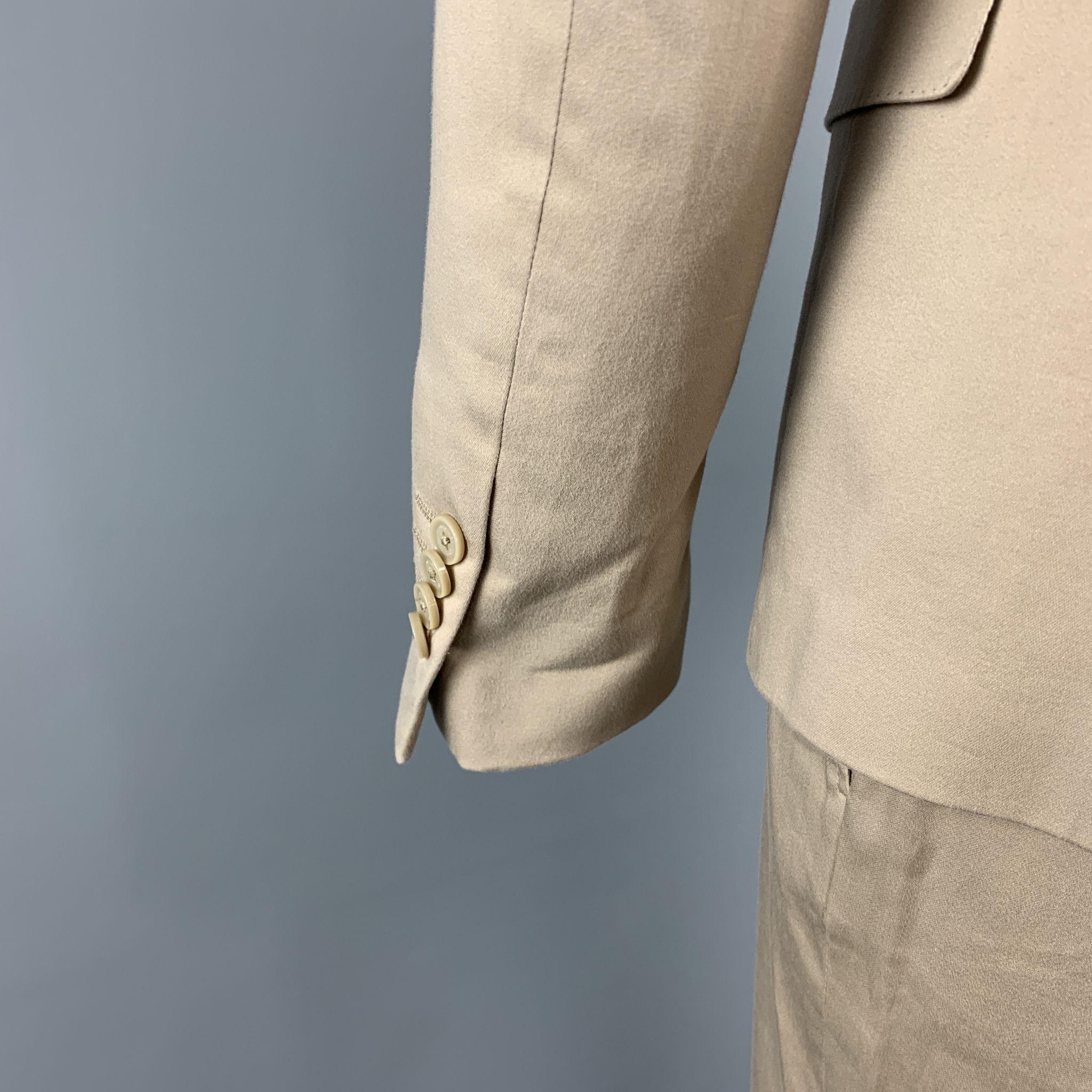 DANIELE ALESSANDRINI Khaki Cotton / Elastane 36 x 36 Peak Lapel Suit In Good Condition In San Francisco, CA