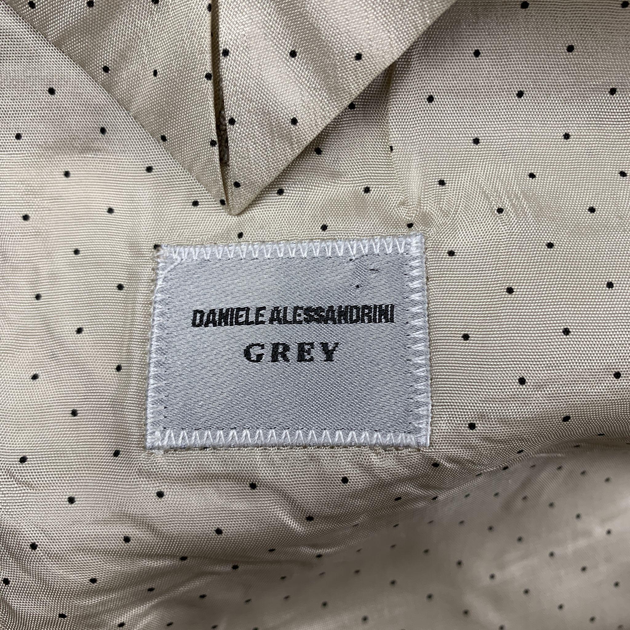 DANIELE ALESSANDRINI Khaki Cotton / Elastane 36 x 36 Peak Lapel Suit 2