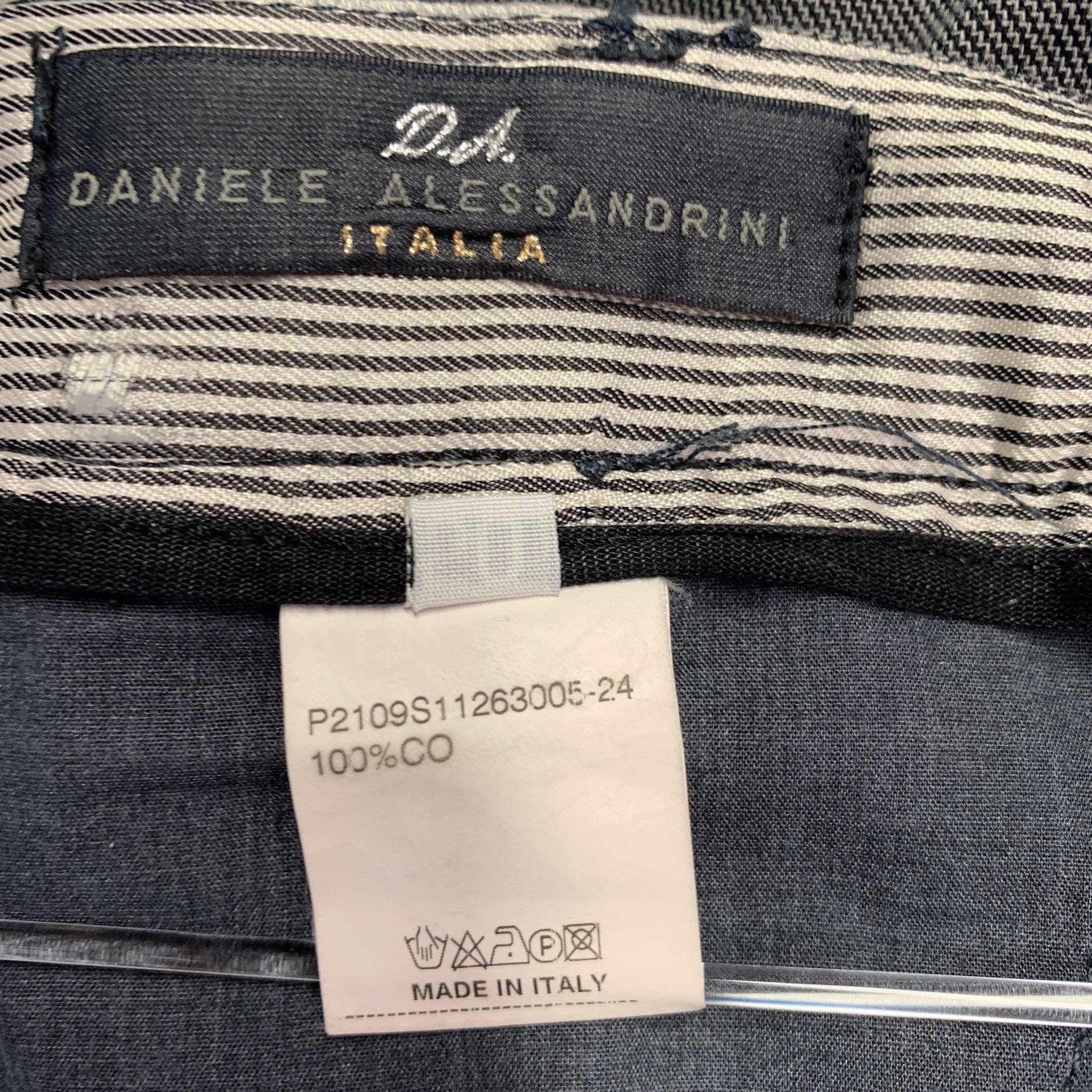 Men's DANIELE ALESSANDRINI Size 34 Grey Twill Cotton Flat Front Dress Pants For Sale