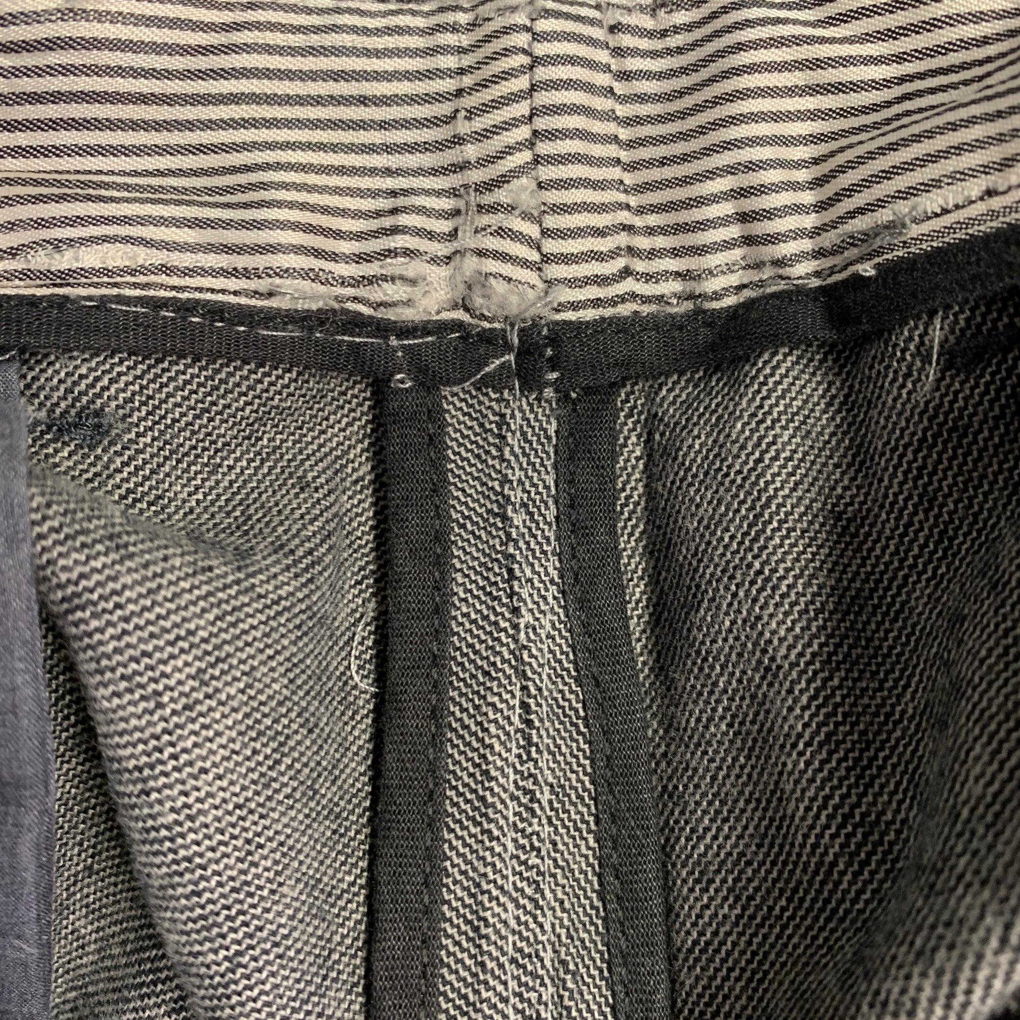 DANIELE ALESSANDRINI Size 34 Grey Twill Cotton Flat Front Dress Pants For Sale 2