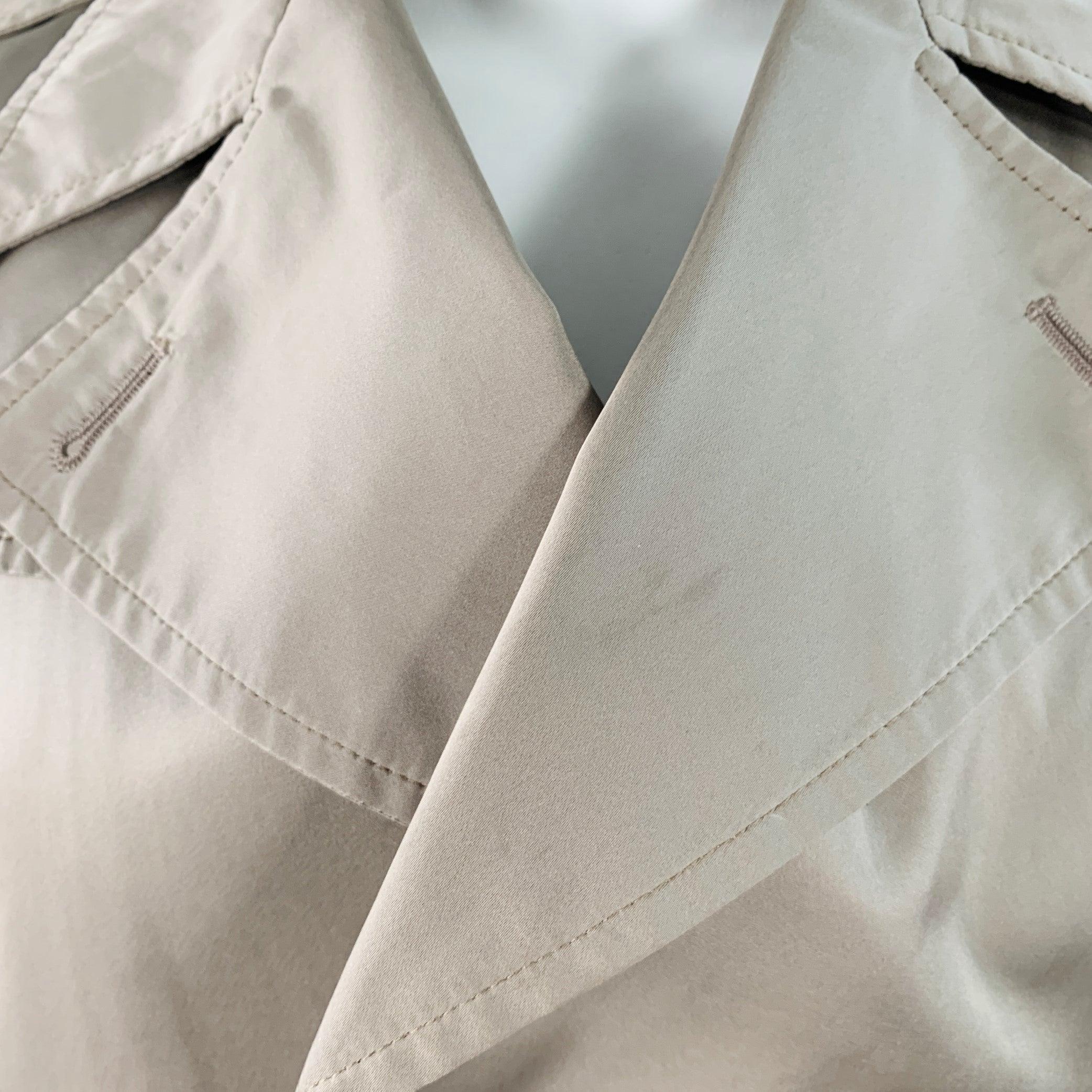 Men's DANIELE ALESSANDRINI Size 38 Khaki Satin Double Breasted Belted Jacket For Sale