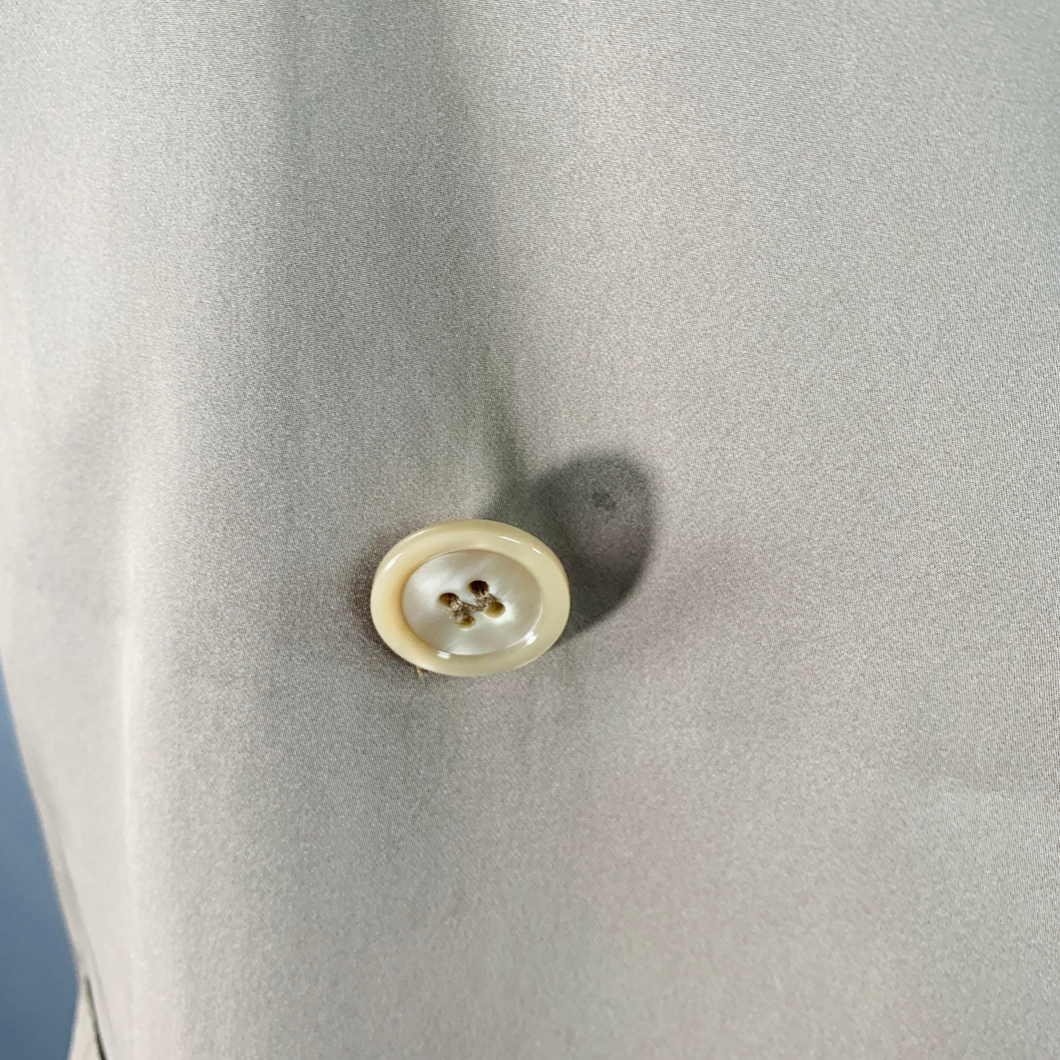DANIELE ALESSANDRINI Size 38 Khaki Satin Double Breasted Belted Jacket For Sale 2