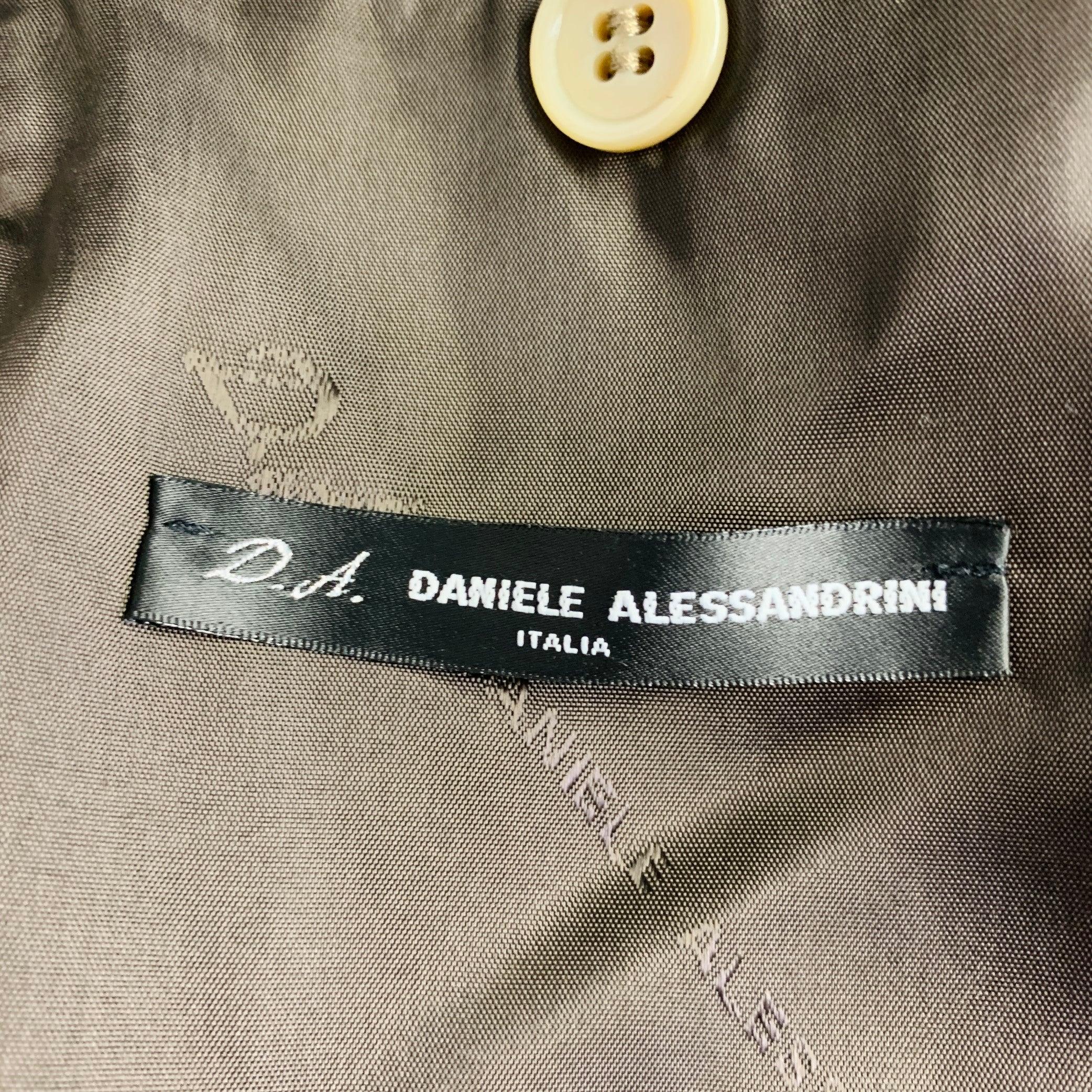 DANIELE ALESSANDRINI Size 38 Khaki Satin Double Breasted Belted Jacket For Sale 4