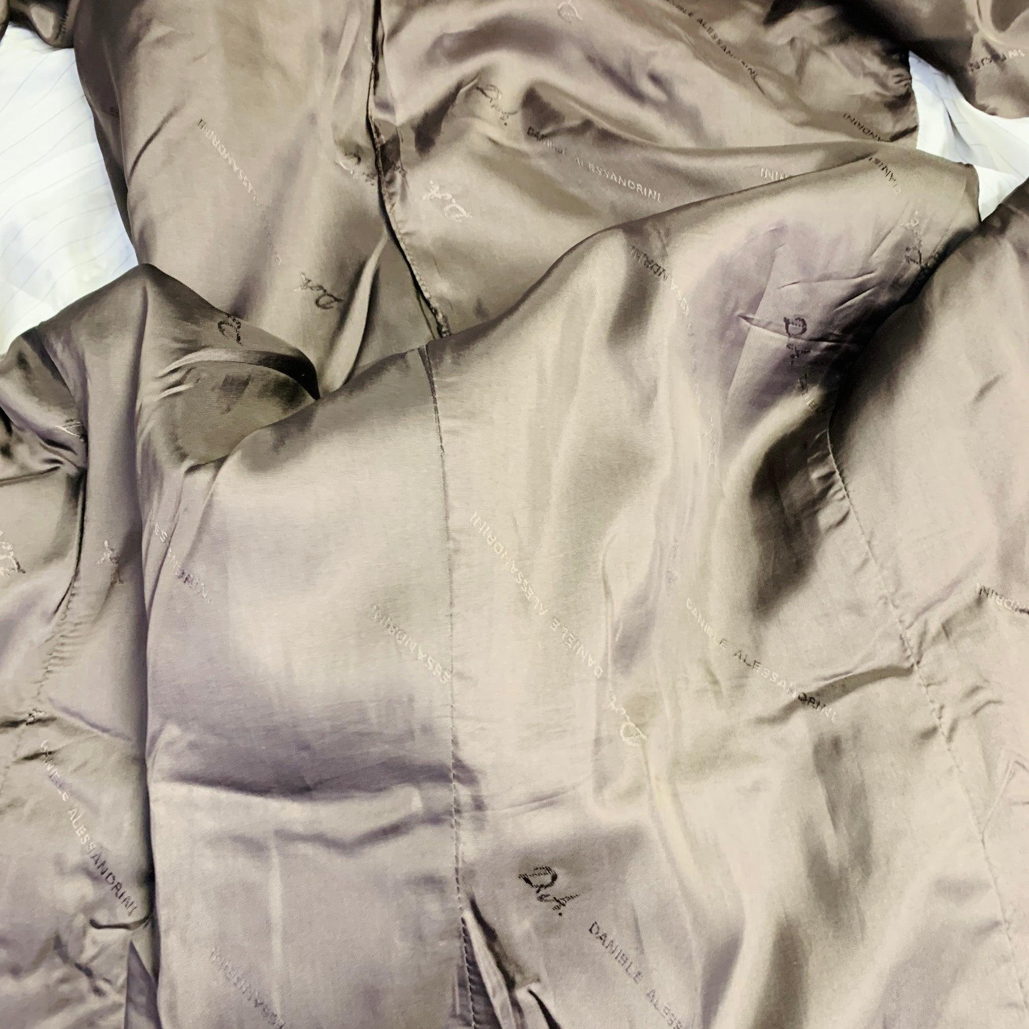 DANIELE ALESSANDRINI Size 38 Khaki Satin Double Breasted Belted Jacket For Sale 5