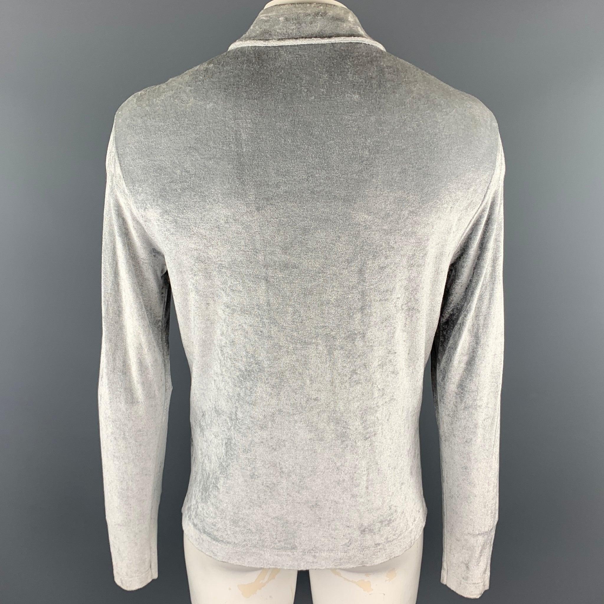 Men's DANIELE ALESSANDRINI Size L Silver Shimmery Viscose / Nylon Jacket For Sale