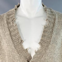 DANIELE ALESSANDRINI Cardigan in maglia di lana grigio e invecchiato taglia M