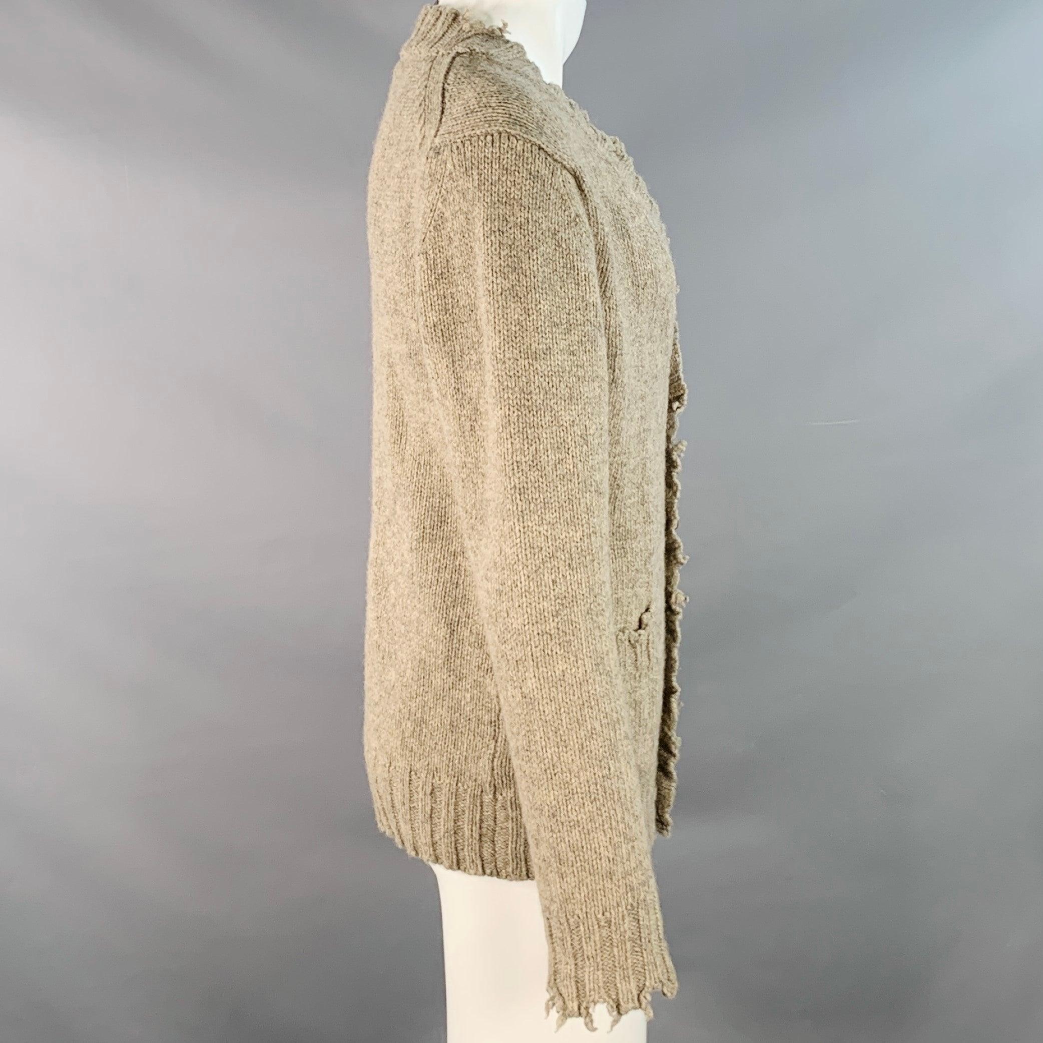 Marrone DANIELE ALESSANDRINI Cardigan in maglia di lana grigio e invecchiato taglia M in vendita