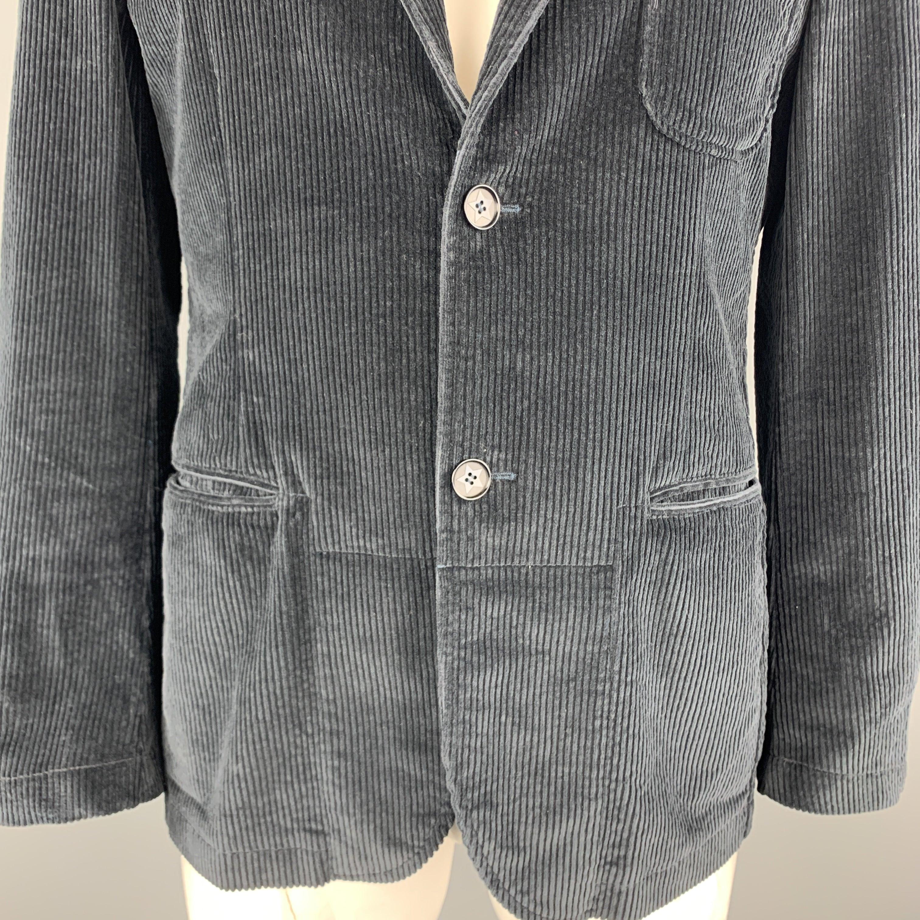 DANIELE ALESSANDRINI Size M Navy Corduroy Cotton / Elastane Sport Coat In Excellent Condition For Sale In San Francisco, CA