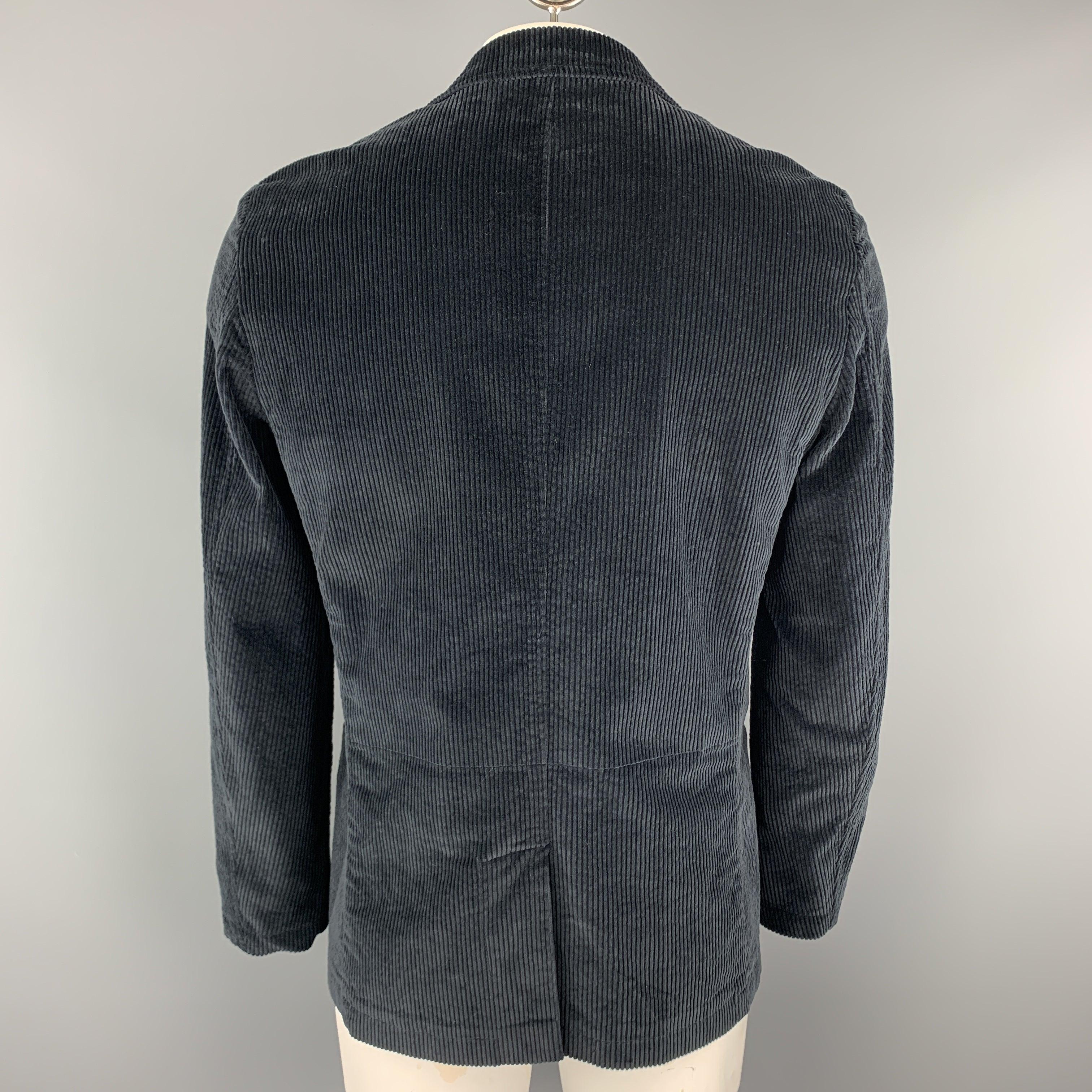 Men's DANIELE ALESSANDRINI Size M Navy Corduroy Cotton / Elastane Sport Coat For Sale