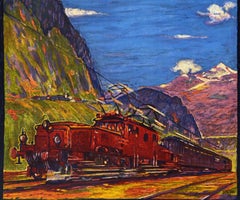 Original Vintage Travel Advertising Poster Switzerland St Gothard Railway Art