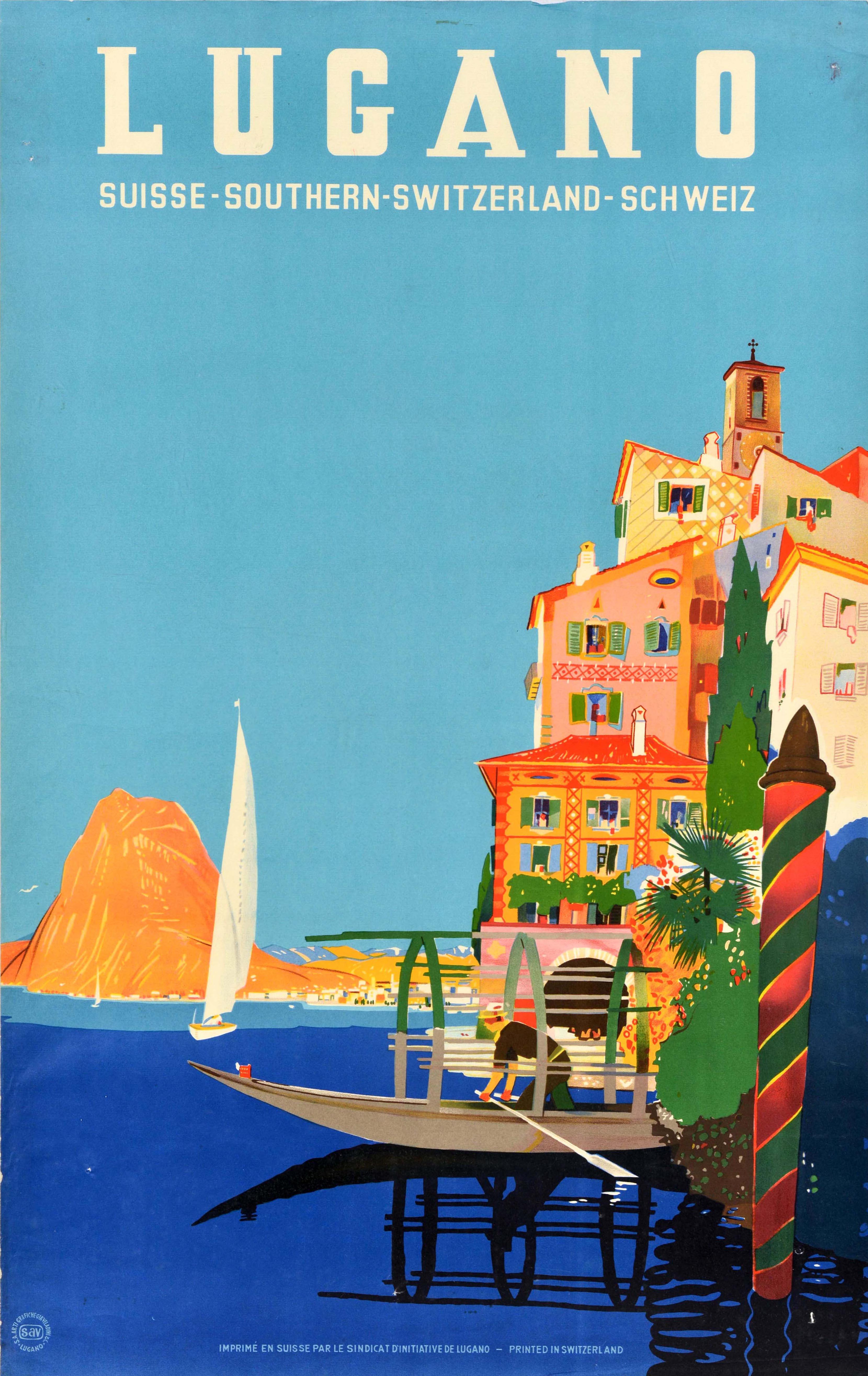 Daniele Buzzi Print - Original Vintage Travel Poster Lugano Southern Switzerland Suisse Schweiz Buzzi