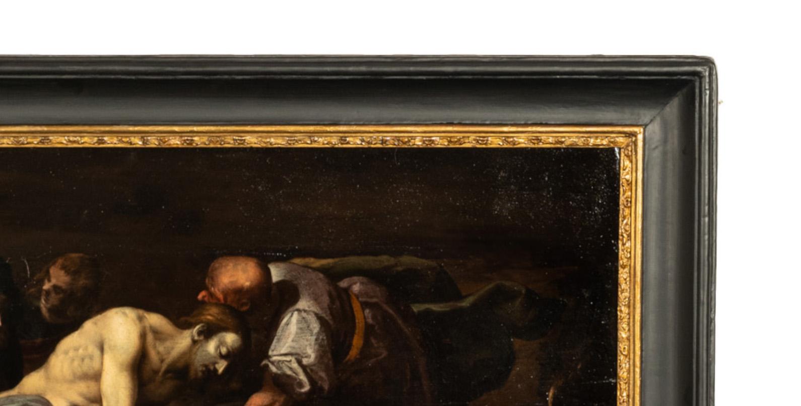 Italian Early 17th Century Renaissance Baroque Oil Painting Entombment of Christ For Sale 10