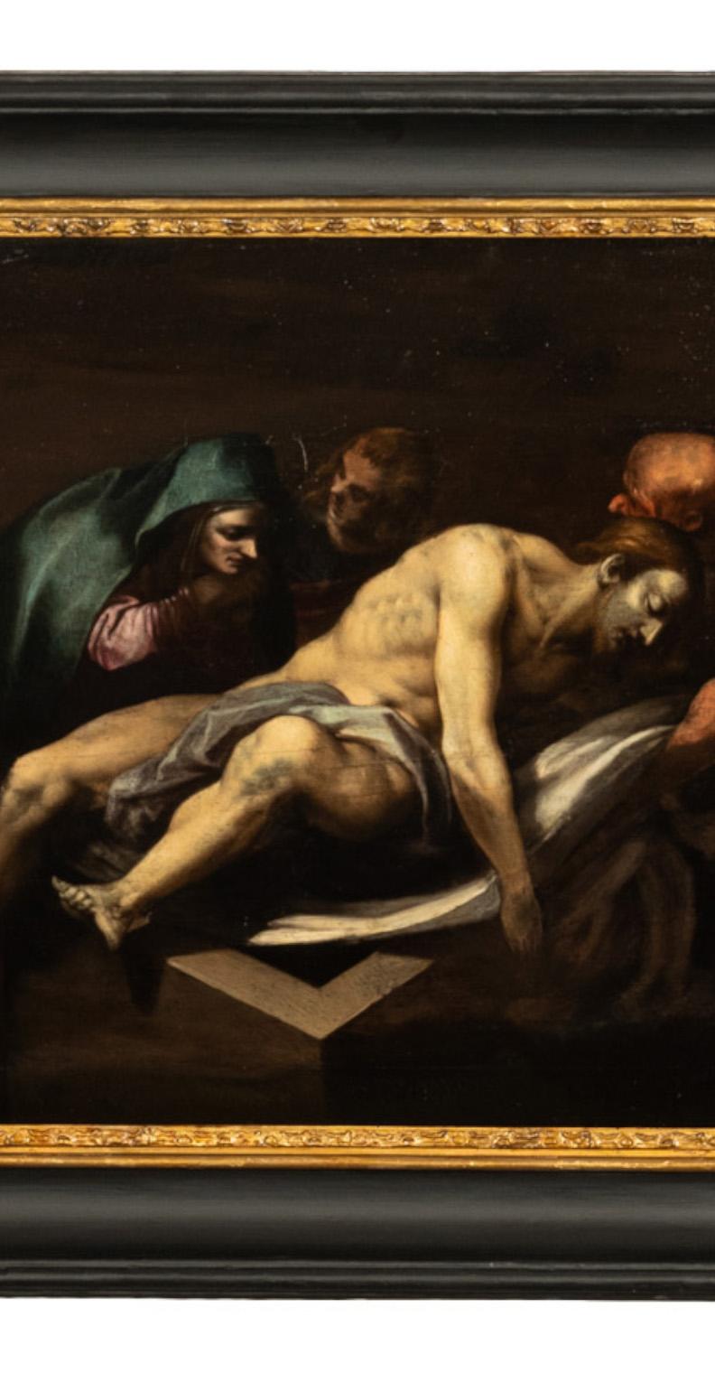 Italienisches Renaissance-Barock-Ölgemälde des frühen 17. Jahrhunderts, Ölgemälde der Kreuzigung Christi im Angebot 3