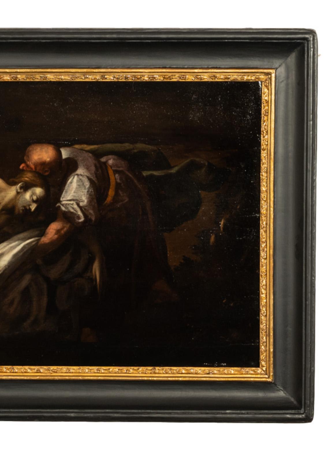 Italian Early 17th Century Renaissance Baroque Oil Painting Entombment of Christ For Sale 5