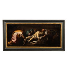 Italian Early 17th Century Renaissance Baroque Oil Painting Entombment of Christ