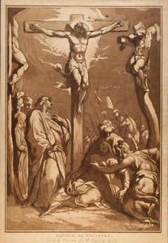 Crucifixión: Aguafuerte del siglo XVIII de Conrad Metz según Daniele da Volterra