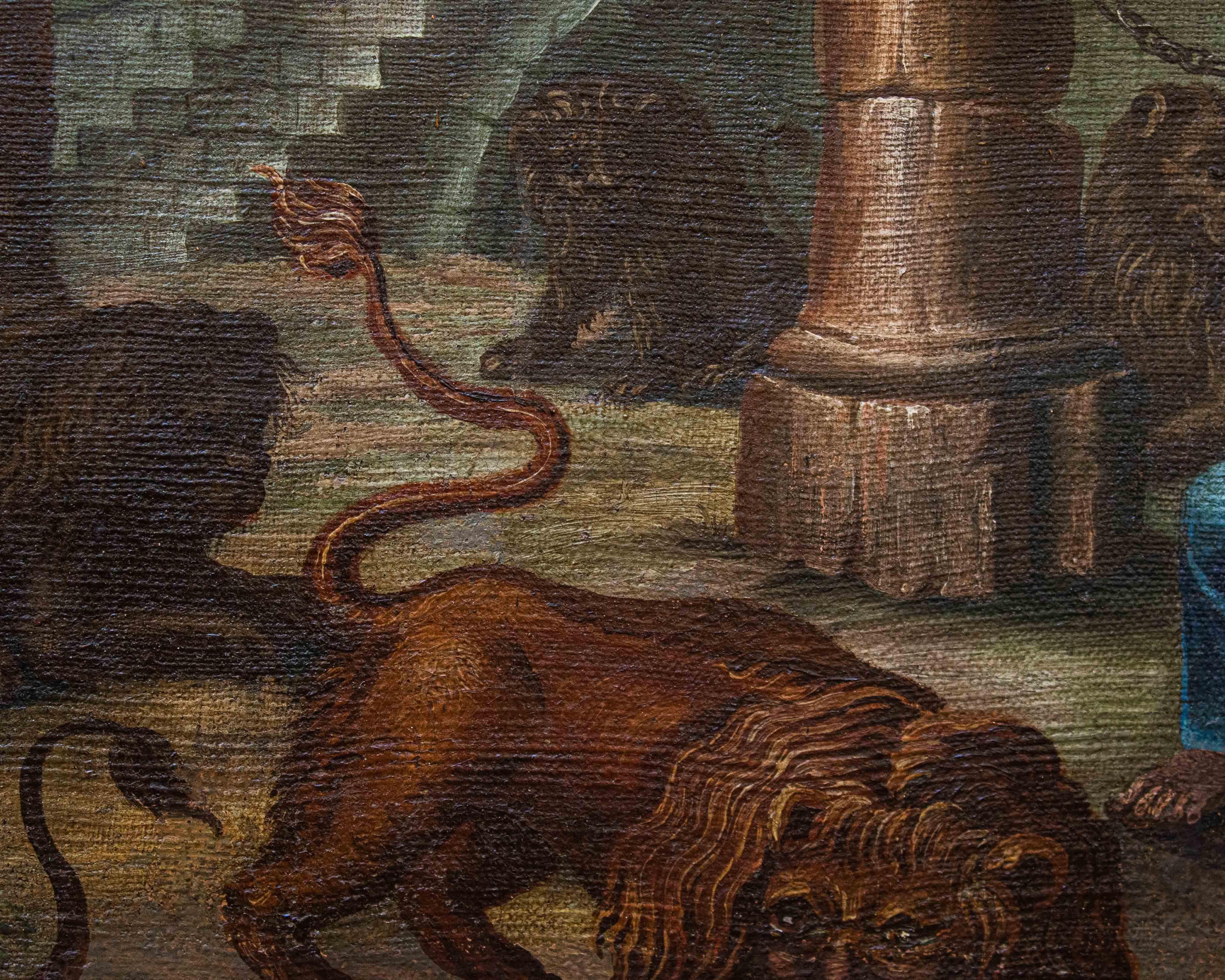 Daniel in the lions' den, Italian School, oil on canvas, 18th century For Sale 3