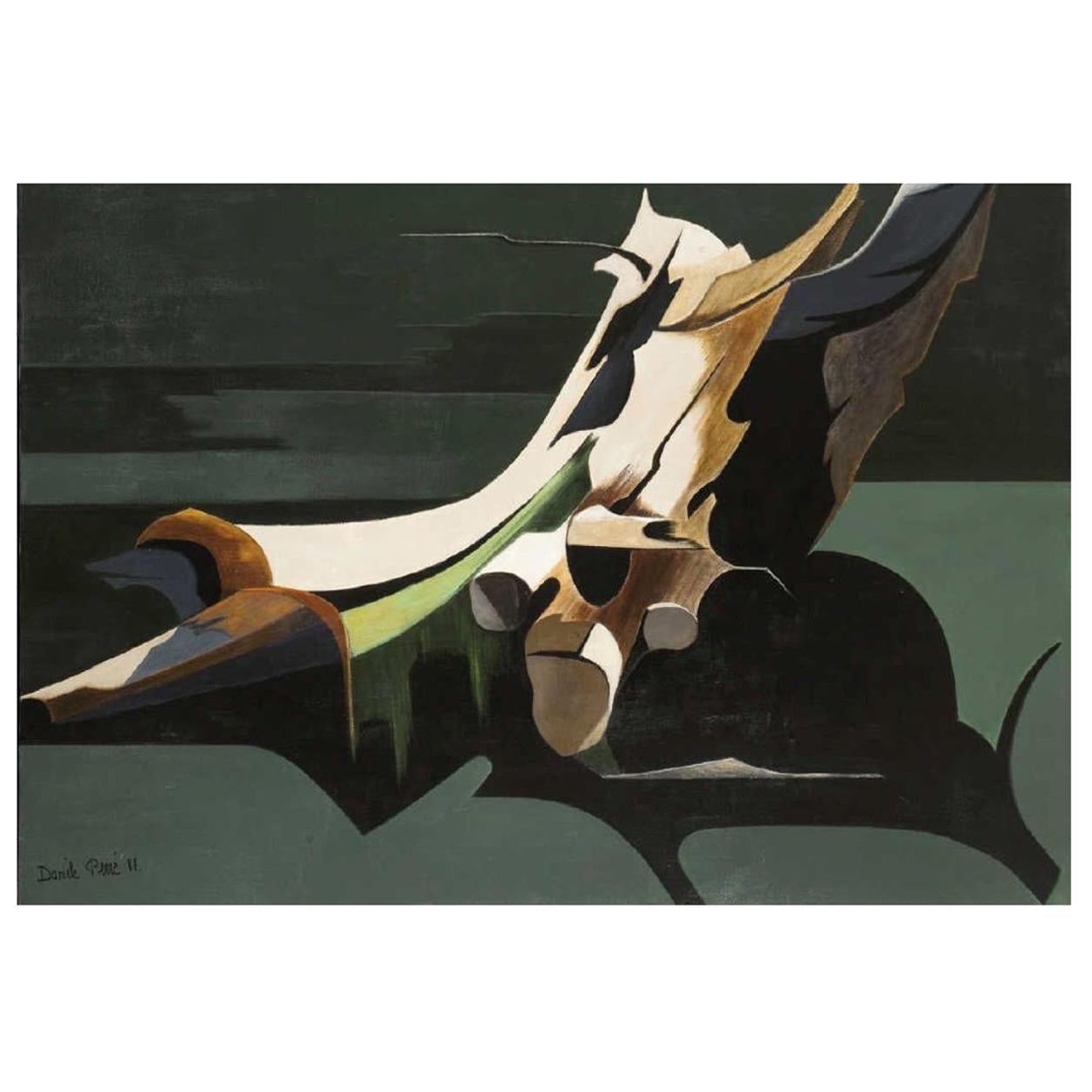 Daniele Perre "La fuite immobile" Oil on Canvas, 1988 For Sale