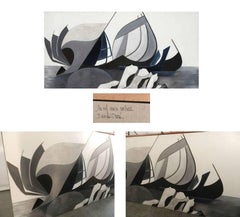 Danièle Perré, "La Nef Au Rocher", Oil on Canvas, Signed