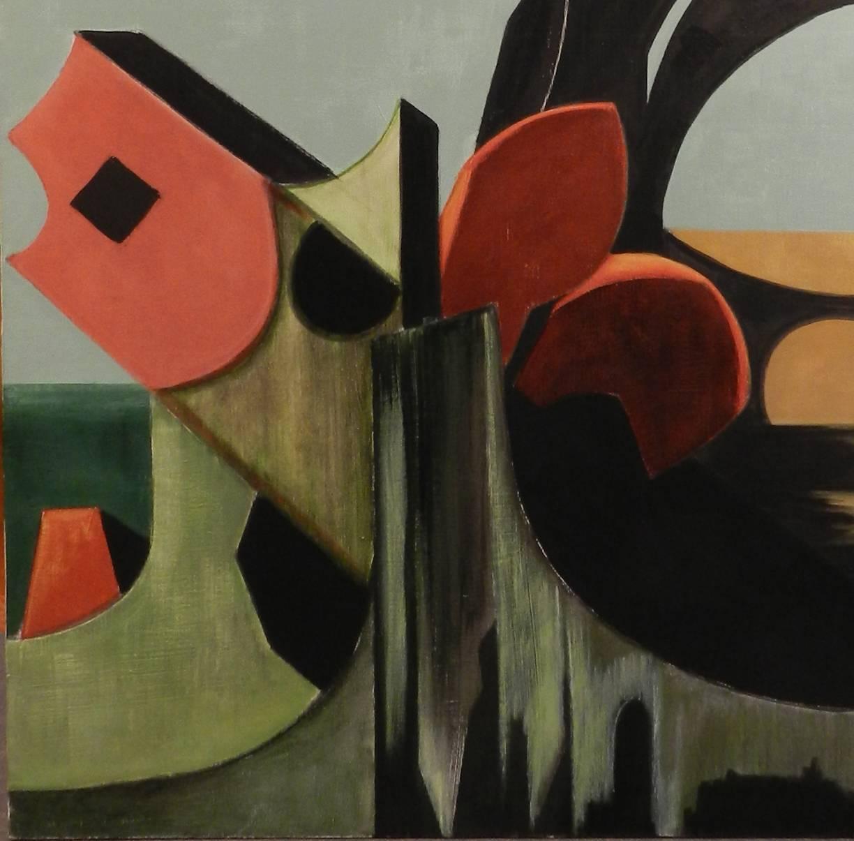 Danie`le Perre' (1924-2009). L'he'lice aux algues. Öl auf Leinwand.
Rückseitig signiert, mit Namen und Datum 84.
Maße: 145 x 114 cm. 
Reproduziert auf Seite 162 im Buch von Lydia Harambourg 