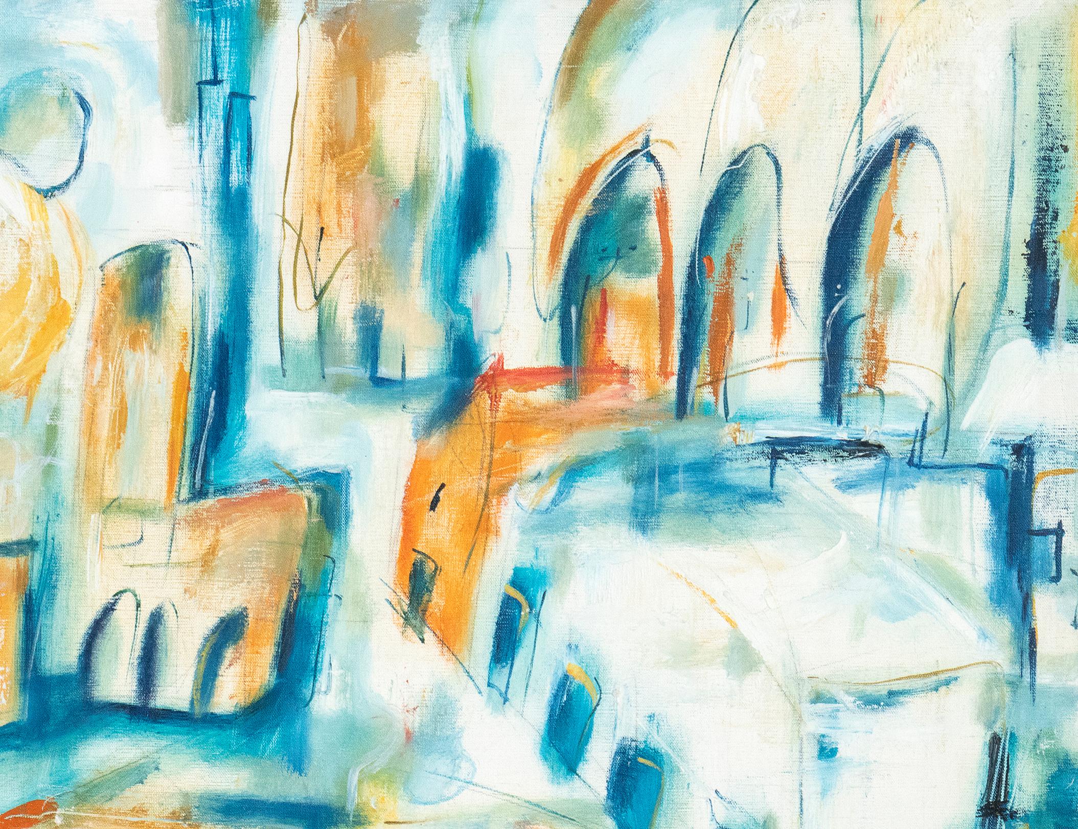 Paesaggio Figurativo Pittura Italiana Contemporanea Vista di Milano - Painting di Daniele Righi Ricco