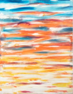 Burning Sky in Sunset Time Daniele Righi Ricco Contemporary Painting Signed 