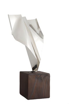 Daniele Sigalot, Clearly not a paperplane, 2021, sculpture, silver chrome