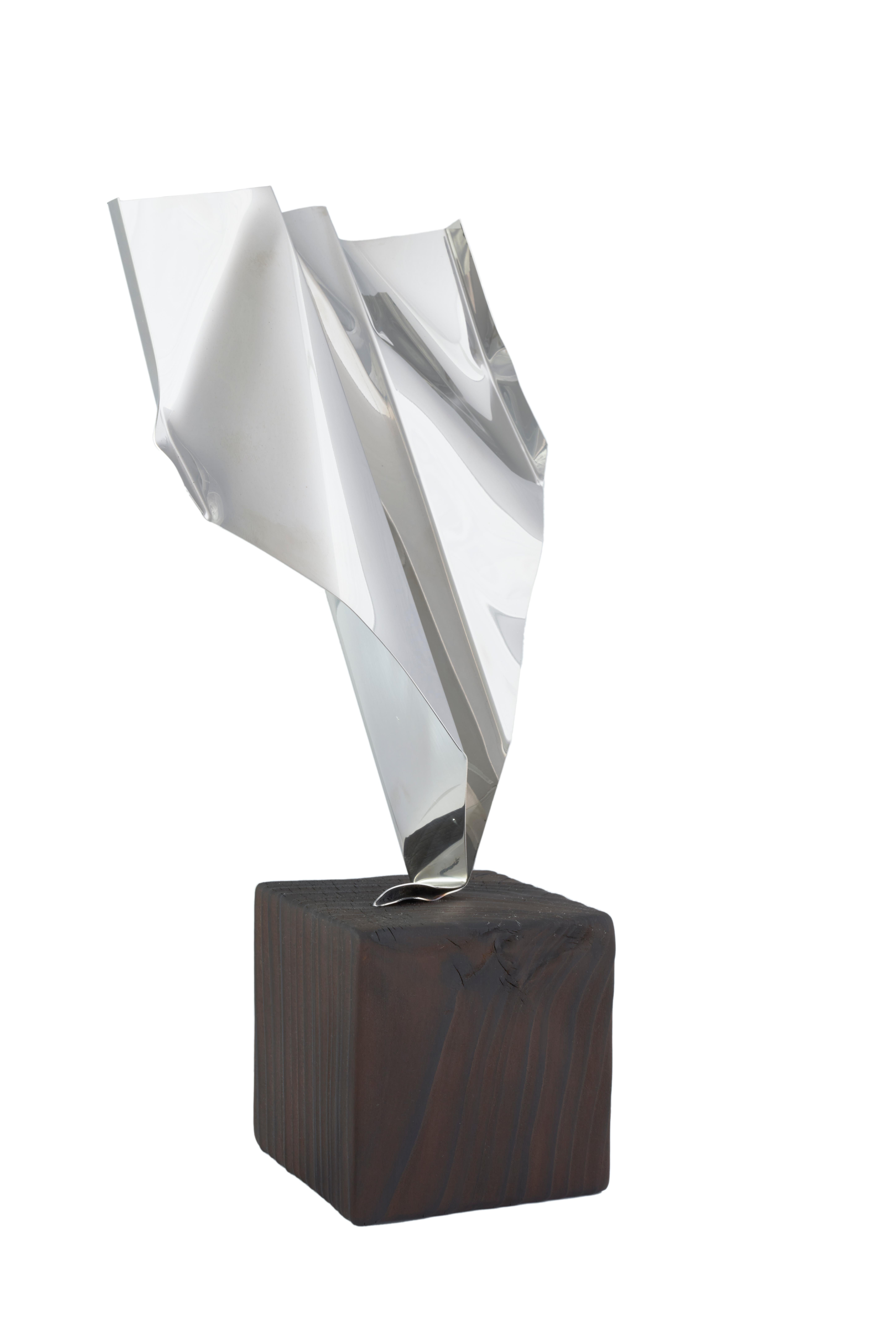 Daniele Sigalot  Abstract Sculpture - Daniele Sigalot, Clearly not a paperplane, 2021, Sculpture, silver