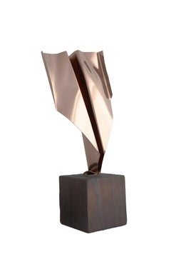 Daniele Sigalot, Clearly not a paperplane, 2021, sculpture, rose golden chrome