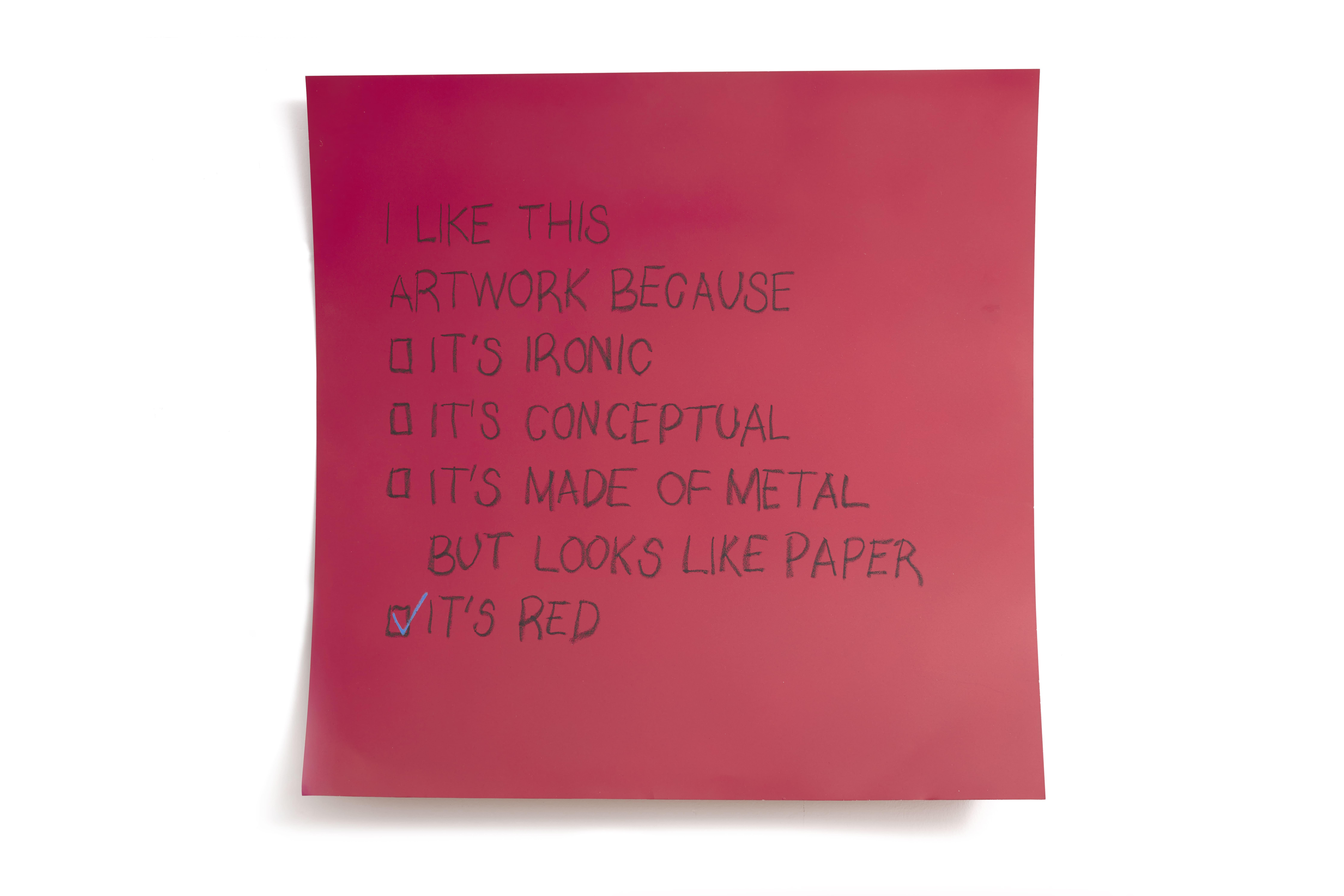 Daniele Sigalot, I like this artwork because it's red, Words, 2020, Red - Mixed Media Art by Daniele Sigalot 