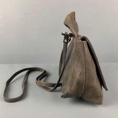 DANIELLA LEHAVI Grey Distressed Leather Cross Body Handbag