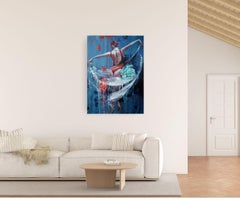„Butterfly’s Dance“, abstrakt-figuratives Ölgemälde, 125 x 90 cm, neu