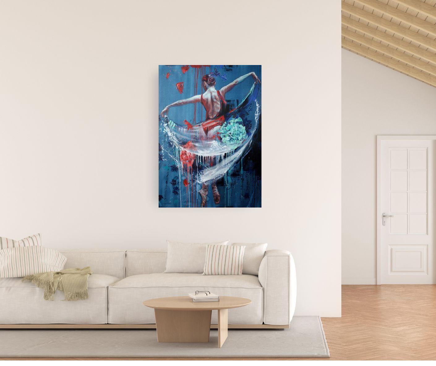 Danza de la Mariposa - figura abstracta original forma femenina - arte contemporáneo óleo - Painting de Daniella Queirolo
