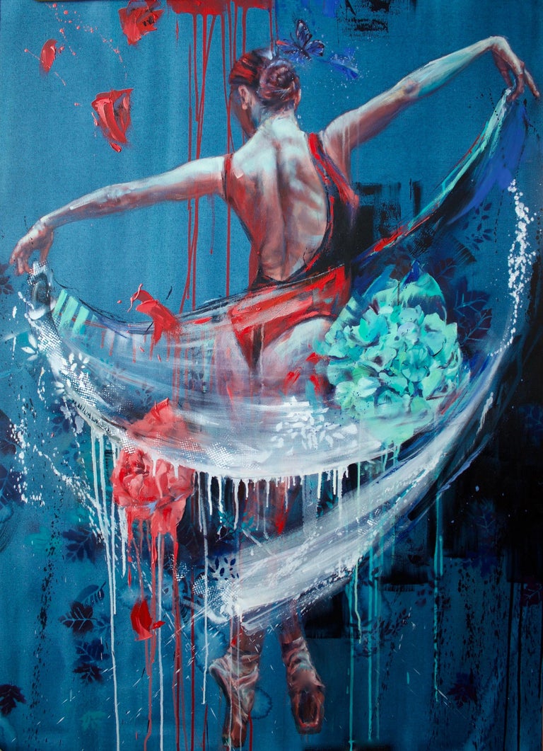 Daniella Queirolo - La danza della farfalla - figura astratta originale di  forma femminile - olio d'arte contemporanea in vendita su 1stDibs Italia, image size:768x1061