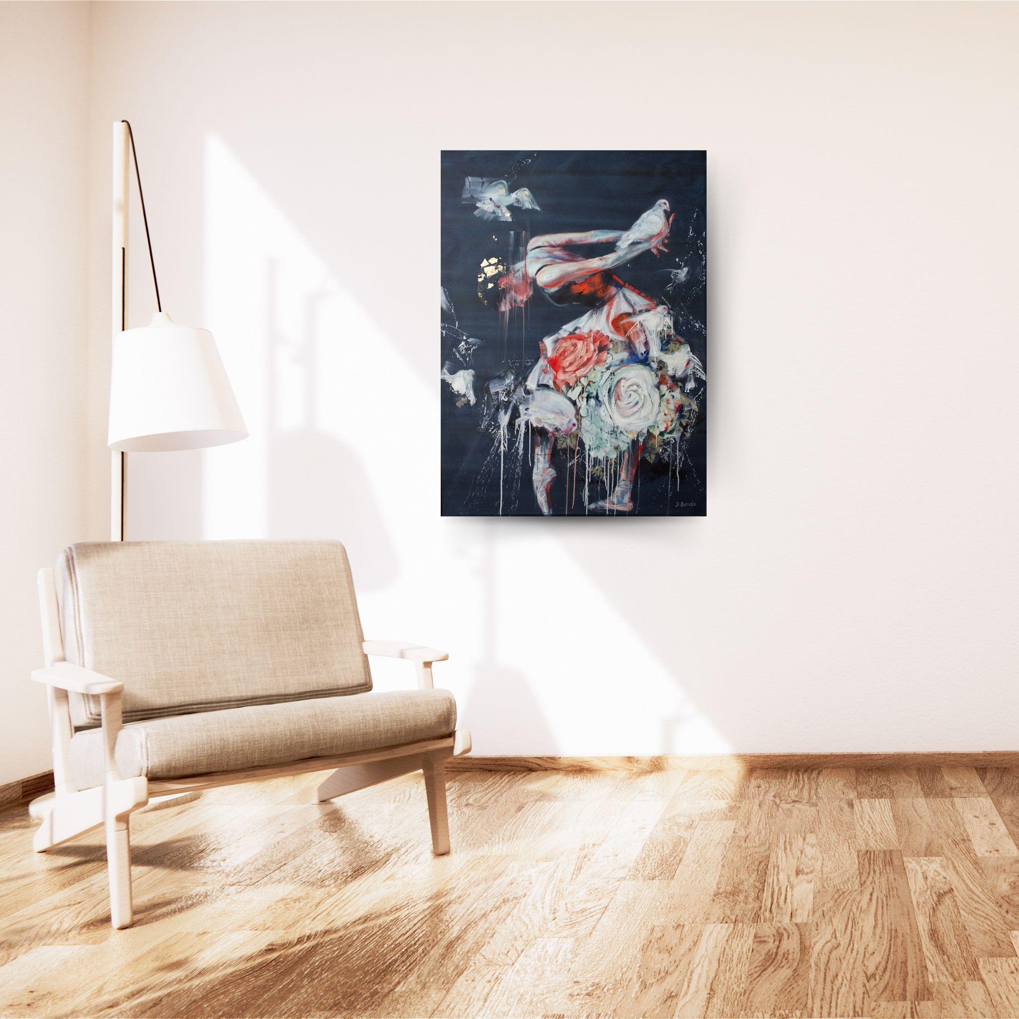 Divine Messenger - original abstract figure female form - contemporary artwork - Painting by Daniella Queirolo