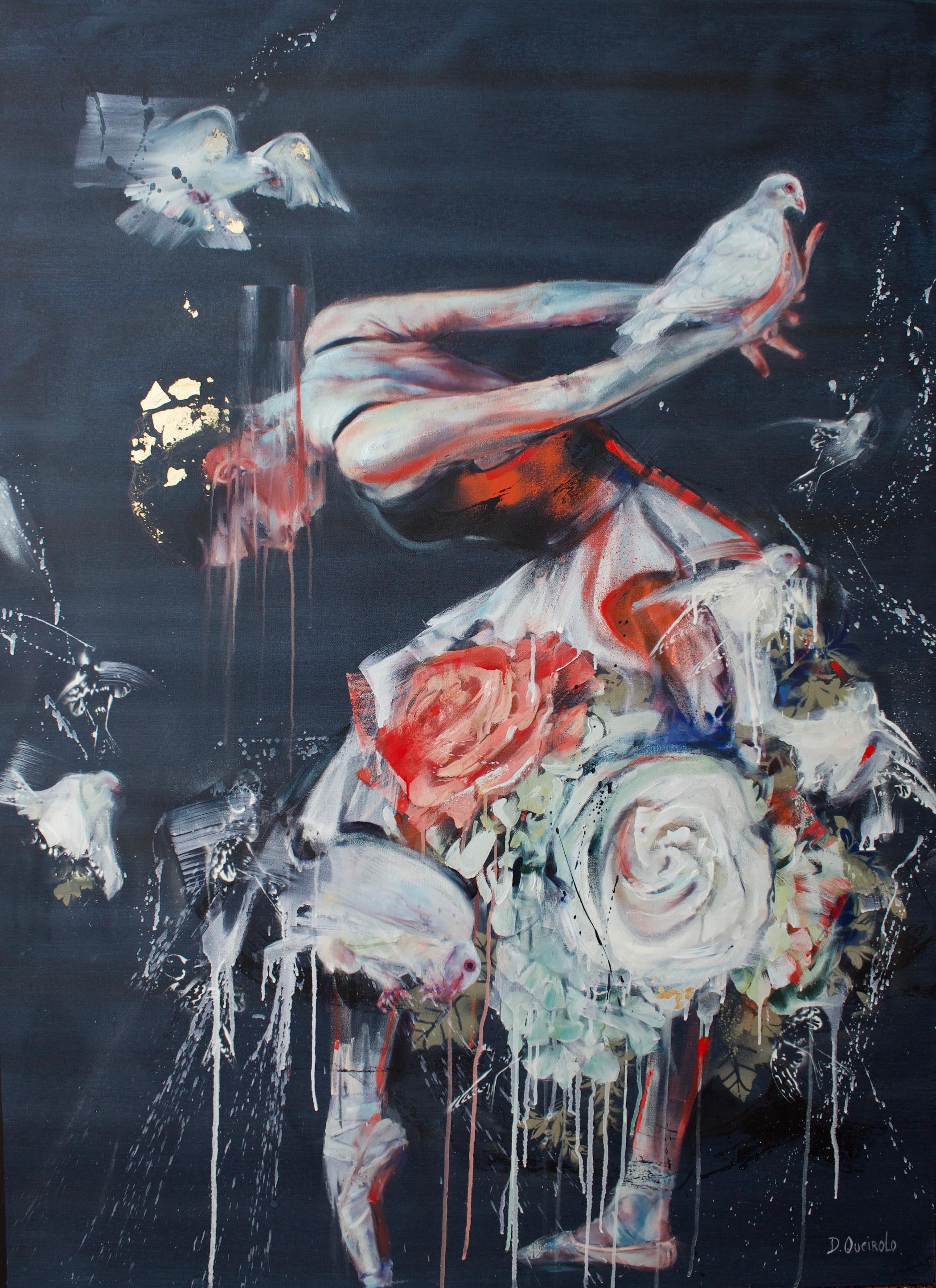 Figurative Painting di Daniella Queirolo - Messaggero divino - figura astratta originale di forma femminile - opera d'arte contemporanea