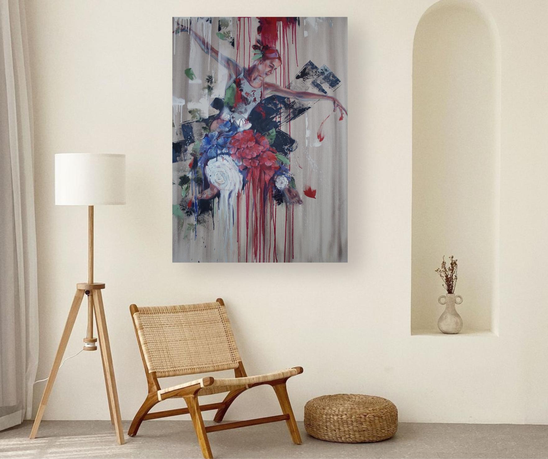 Etéreo - original figura abstracta forma femenina - arte contemporáneo óleo - Painting de Daniella Queirolo