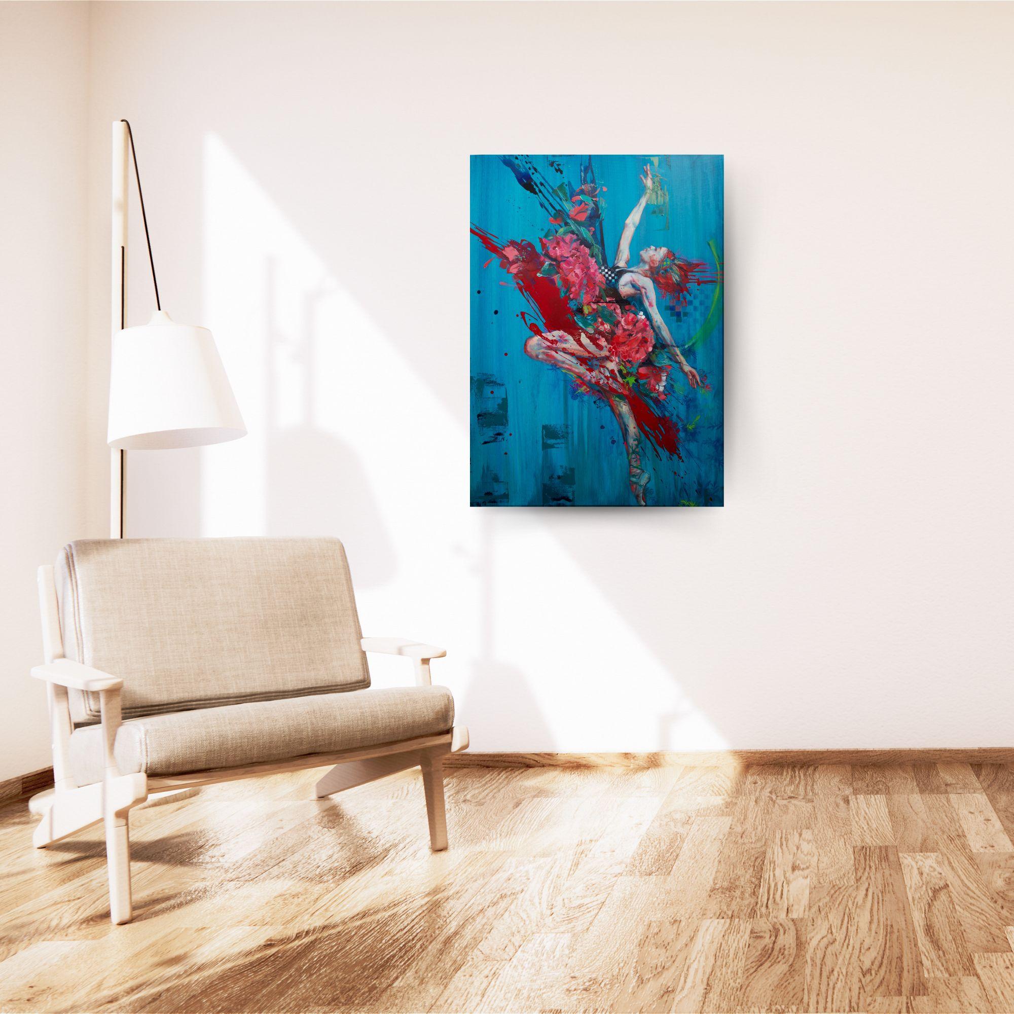 New Beginnings - original abstract figure female form - contemporary artwork - Painting by Daniella Queirolo