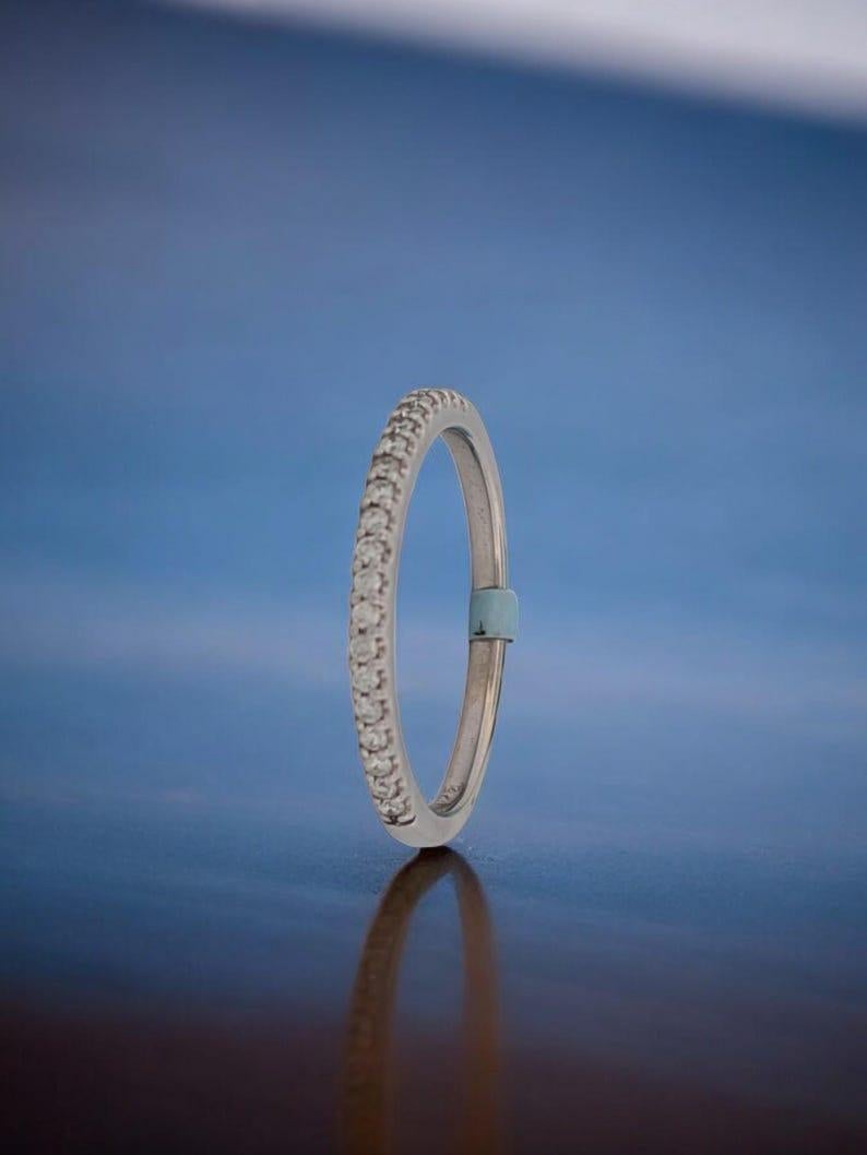 Modern Danielle  14k White Gold Diamond Anniversary Band – Prong Set For Sale