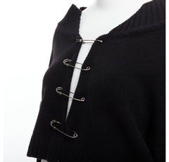 DANIELLE GUIZIO black virgin wool blend silver safety pin cropped cardigan XS/S