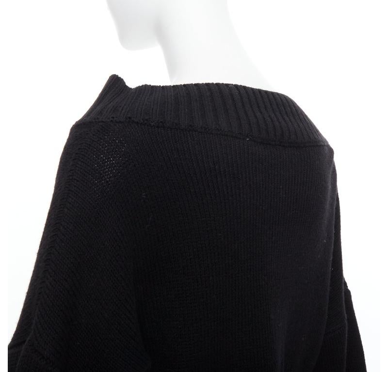 DANIELLE GUIZIO black virgin wool blend silver safety pin cropped cardigan XS/S For Sale 2