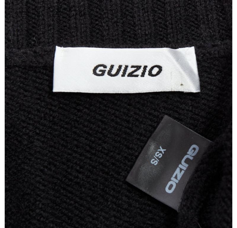 DANIELLE GUIZIO black virgin wool blend silver safety pin cropped cardigan XS/S For Sale 3