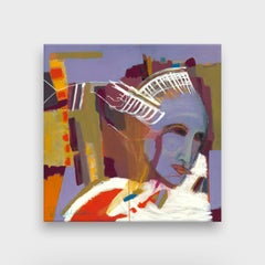 Pintura acrílica figurativa expresionista, "Mujer guerrera"