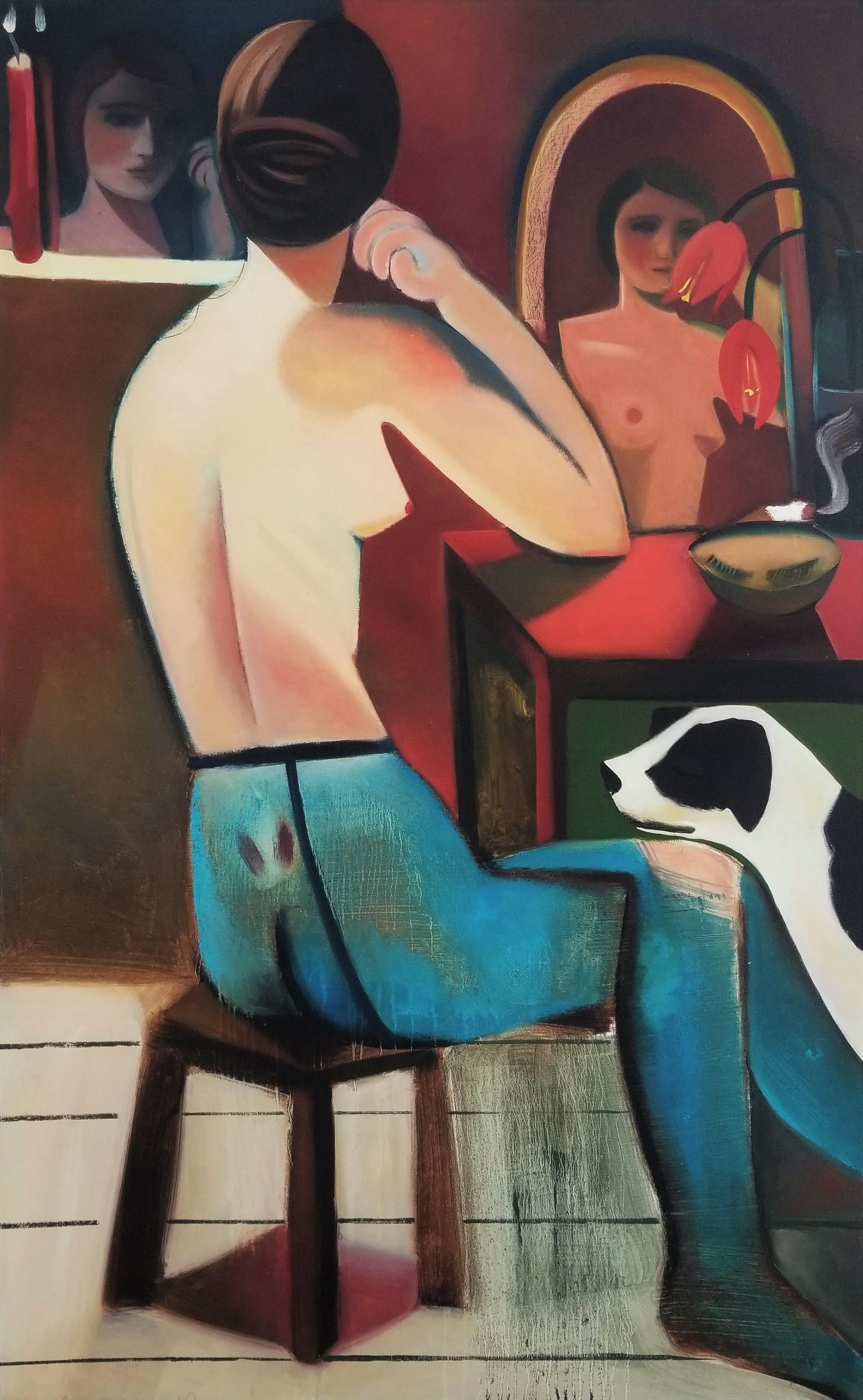 Earthly Demands /// Contemporary Figurative Nude Danielle Orchard Interior Dog