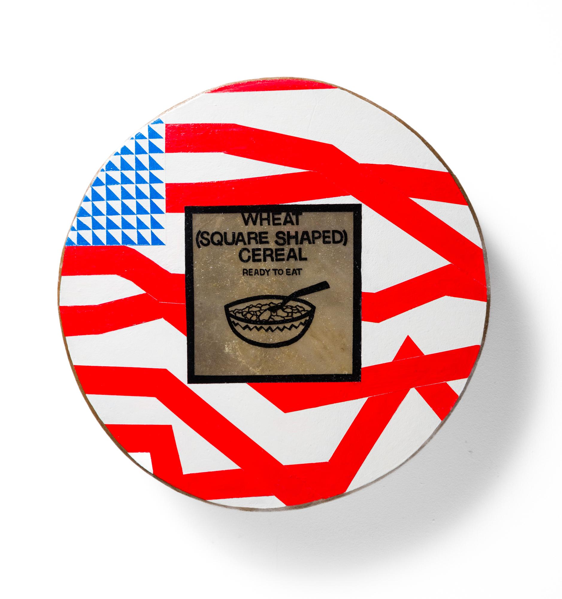 "Wheat (Square Shaped) Cereal" Hand Painted Drum with Historical Iconography - Mixed Media Art by Danielle SeeWalker