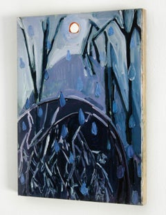 Bend not Break- Landscape, Oil Paint, Painting, Wood, Rain, Landscape, Blue