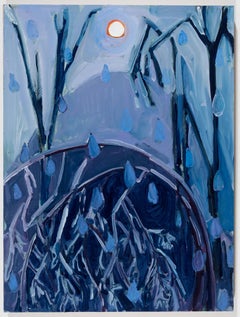 Bend not Break- Landscape, Oil Paint, Painting, Wood, Rain, Landscape, Blue